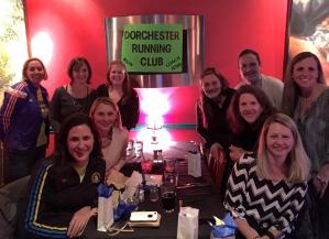 Dorchester Running Club gathered for a dinner on April 16 at 224 Boston Street: Pictured are Jenn McQuaid, Erin Murphy, Kathleen Joyce, Jessica Gogola Manning, Kristin Hoffman Walsh, Jill Ermanski Byrne, Meghan Goughan, Marie Murray and Kerrie Young and supporter Sheila McCarthy, who helped start the club.